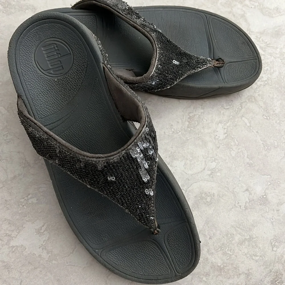 FitFlop Electra Grey Sequin sandals sz 7